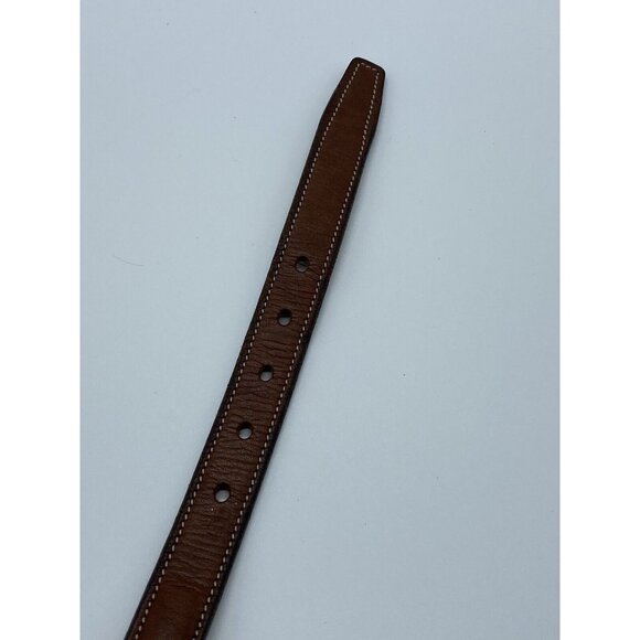 Tory Brown Genuine Leather Belt Women's Size 28 Skinny 3/4 wide 2375 USA Made - Picture 6 of 8